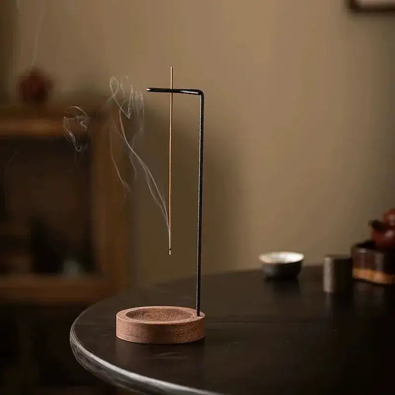 Upside Down Hanging Incense Burner with Wood Base